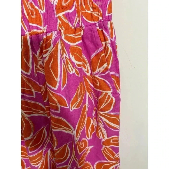 NWT Sincerily Jules Orange & Pink Wide Leg Linen Blend Pull On Pants Size S - Picture 3 of 7